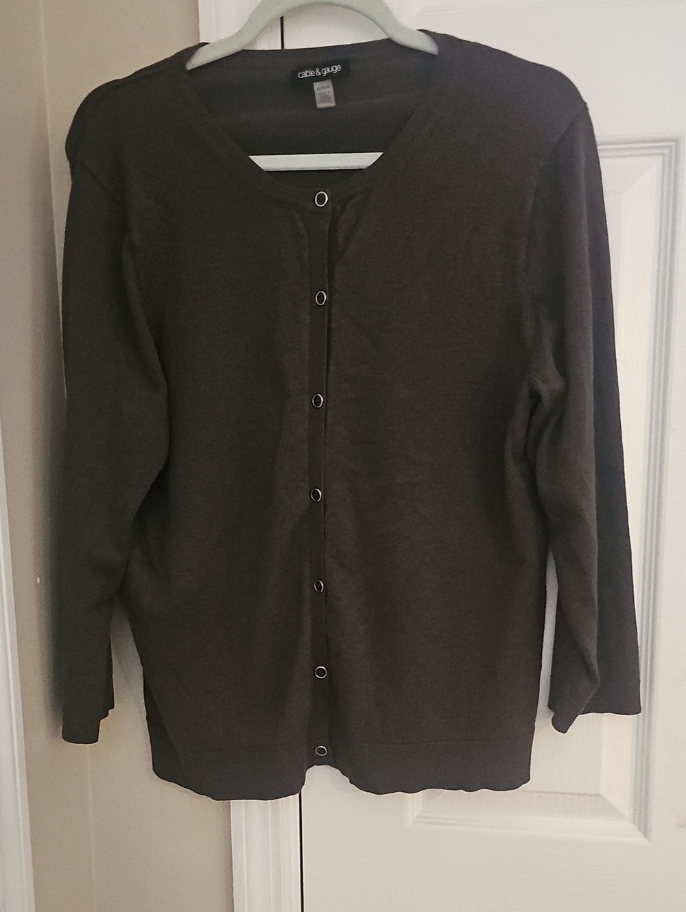 Cable & Gauge Men's Dark Brown Button-Front Cardigan